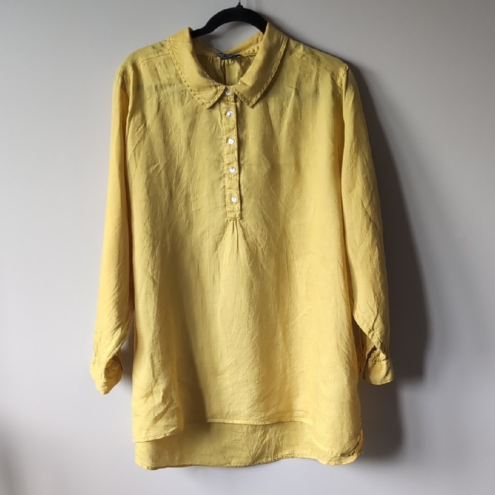 Jones New York Yellow Tunic Top with Relaxed Fit